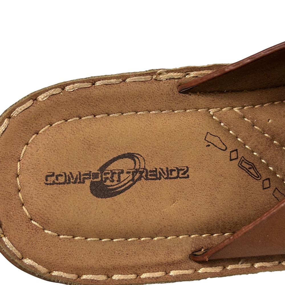 Comfort Trendz Sandals Womens 10 Brown Wedge Slide Laser Cut Perforated Casual - Picture 5 of 10